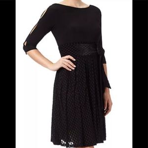 Nwt Adrianna Papell Black Fit And Flare Cold Shoulder Party Dress Sz 16 $160